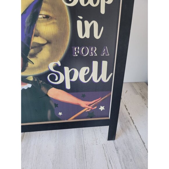 greenbrier Vtg halloween standing sign witch style stopping for a spell home dec - Picture 6 of 9